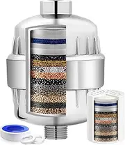 Ablink 20 Stage Shower Head Filter, High Output Shower Filter for Hard Water, Removes Chlorine Fluoride Heavy Metal Sediments Reduces Dry Itchy Skin, Dandruff