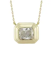 Glaze Jewelry 14K Plated Silver CZ Ribbed Solitaire Necklace