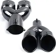 63mm/2.48'' Universal Double Outlet Car Exhaust tip Muffler Tube Stainless Steel Slip On Black Style