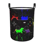 Game Joystick Round Laundry Hamper Gaming Storage Basket Toys Clothes Organiz...