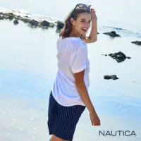 在飛比找momo購物網優惠-【NAUTICA】女裝 舒適休閒條紋短褲(深藍)