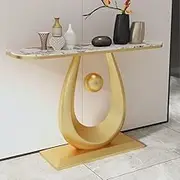 HOLGVE Console Table for Entryway, Sofa Table, Metal Frame Behind Couch Table, Narrow Accent Table, Foyer Table for Living Room, Entryway, Hallway(Gold-B,47.2inch/120cm)