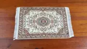 Dollhouse Miniature Rug Small Beige 6 1/4" x 3 3/4" with Fringe 1:12 Scale