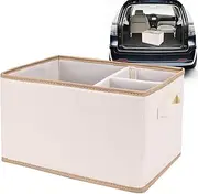 Rissunkv Car Storage Box,Large Capacity Car Trunk Storage | Space-Saving Foldable Leather Bin No Lid Holder for Van Truck Driver Groceries Road Trip Camping Travel
