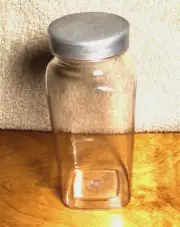 16 oz Clear PET Plastic Square Bottles & Lined Silver Caps - 12 sets