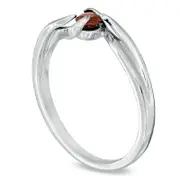 Garnet Bypass Promise Ring in Sterling Silver