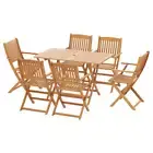 Outdoor Dining Set 7 Piece Wooden Table Chairs Setting Foldable