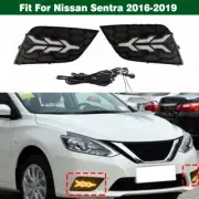 Pair DRL LED Daytime Running Fog Light Dynamic Signal For Nissan Sentra 2016-19