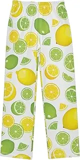 [ZZXXB] Limes Lemon Boys Long Pants Soft Trousers Elastic Waist Kids Lounge Bottoms with Pockets S-XL