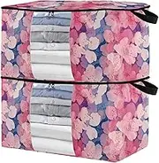 sanluoli 90L 2 Pack Under Bed Shoe Storage Organizer with Reinforced Handles, clear window Closet Storage Bags