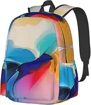 [vacsAX] Round watercolor painting School Backpack Rucksack Large Capacity Back Pack with Front Pocket Lightweight School Bags