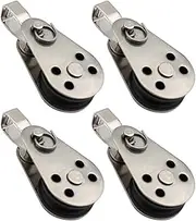 4PCS 316 Stainless Steel Marine Pulley Block - Fixed Single Swivel Wheel with Bearing, Universal Rope Runner for Kayak & Boat, Heavy Duty 0.08"-0.32" (2-8mm) Rope, Lifting Pulley Accessories
