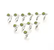 WHOLESALE 11PC 925 SOLID STERLING SILVER GREEN JADE RING LOT Q008