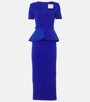 [Roland Mouret] Roland Mouret Peplum silk and wool-blend midi dress AU 12 blue