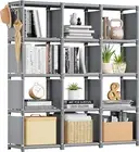 Book Shelf, 12 Cube Storage Organizer, DIY Bookcase, Metal Cube Bookshelf,Tall B