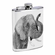 Elephant Art D29 Flask 8oz Stainless Steel Hip Drinking Whiskey