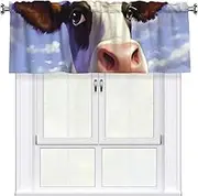 LHBWCVN Cute Cow Valances for Windows, Rod Pocket Window Treatment Drapes Farmhouse Kitchen Curtains Short Blackout Window Curtains for Living Room Bedroom Decor 54x18 Inch