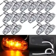 16X MINI CLEAR LENS AMBER 2BULBS LED SIGNAL SIDE MARKER LIGHTS FOR TRAILER TRUCK