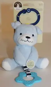 Carter's Rattle Teether Plush Dog Blue Soft Chime & Chew Shower Gift Baby Boy