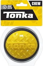 Tonka Diamond Clad Ball Dog Toy, Lightweight, Durable and Water Resistant, 4 Inches, for Medium/Large Breeds, Single Unit, Yellow/Black