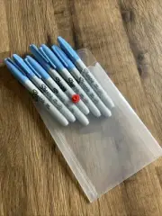 Sharpie Classic Fine Point Permanent, BLUE ICE Bullet ( 7 MARKERS+ A6 POCKET )