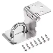 3'' Stainless Steel 90 Degree Heavy Door Latch Hasp Lock with Screws, Silver
