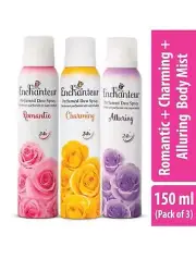Enchanteur Romantic+Charming+Alluring Perfumed Deo Spray, 150ml x 3 Pack