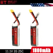 2X BTLIPO 1800mAh 11.1V 25C 3S XT60 LiPo Battery fr RC Quadcopter Heli Drone FPV