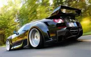 Cars bugatti veyron vehicles super black low angle Desk Mat Stitched
