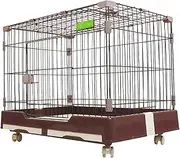 BNEI Creative Dog Crate, Exquisite Pet Crate, Single Door with Skylight, with Roller Tray, Multiple, Blue/Pink/Coffee Color (Medium,Coffee)