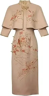 [REDBMX] Elegant Slim Qipao +Shawl Two-Piece Chinese Dress Women Hanfu Traditional Robe Orientale Female Autumn Cheongsams