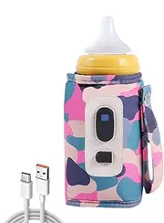 Milk Bottle Warmer Bag - Digital USB Bottle Warmer Milk Warmer | 5 Gear Temperature Heat Keeper Feeding Bottle Bag for Travel & Kids