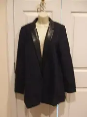 nwt $100worthington herringbone donegal faux leather trim blazer size tall-large