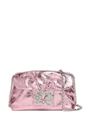 ROGER VIVIER RV Drapé Micro Leather Pink Shoulder Bag New