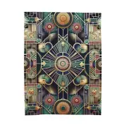 Velveteen Plush Blanket Vintage Style Art Deco Pattern Classy Retro Home Decor