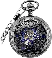 [Fiocias] Mechanical Pocket Watch with Skeleton Design for Men
