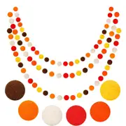 Catzon 3 Pcs 2m Wool Felt Ball Garland for Christmas Thanksgiving Decor-Orange