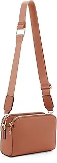 [EVVE] Crossbody Bags for Women Trendy Triple Zip Small Crossbody Camera Bag Purse with Wide Guitar Strap