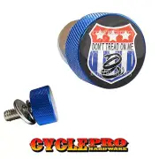Blue Knurled Billet Seat Bolt 96-UP Harley Touring DON'T TREAD ON ME - 095