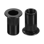 M5 Rivet Nuts Carbon Steel Knurled Flat Head Threaded Insert Nut Black 60Pcs