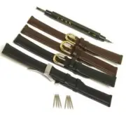 4 Leather Watch Band Strap Deployment Buckle 18mm & Watchmakers Spring Bar Tool