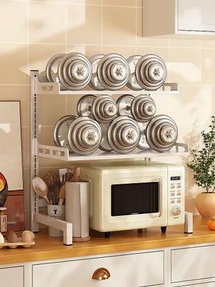 創意防鏽金屬雙層三層微波爐架子 廚房臺面置物架 家用多功能烤箱架 (8.3折)