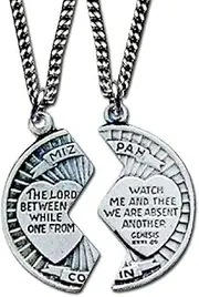 [H. J. Sherman] H J Sherman Mizpah Necklace Set Sweetheart Gift Lord Watch Between Me and Thee Mizpah W Gift Box, Pewter, No Gemstone