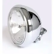 SHIN YO 7 inch HD-STYLE chrome headlight, clear glass (prism reflector), bottom mount, silver
