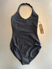 NWT Bloch cotton spandex halter ladies SMALL leotard BLACK L3915 frontlined