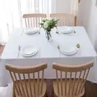 White Solid Color Fabric Cotton and Linen Round Tablecloth Square Tablecloth