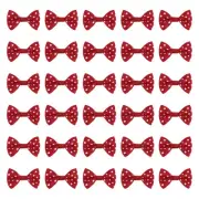 50Pcs Red White Dot Polka Dot Ribbon Bow Ties 1.5"x1" Mini Bowknot