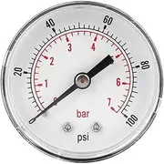 Axial Pressure Gauge, Brass Components 1/4 BSPT Pressure Durability for Gas for Air for Water(0-100psi 0-7bar)