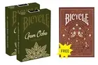 BICYCLE Poker Playing Cards, Green Ochre +1 Deck Aviary RED 2020