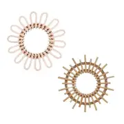 Flower Shape Decorative Rattan Innovative Art Round Wall Makeup Mirrors